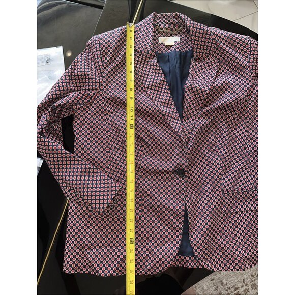 Michael Kors Womens Blazer Jacket Size 14 Blue/Red Geometric Circle Print - Picture 10 of 10